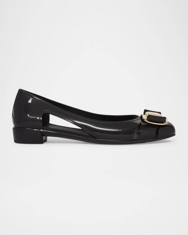Nara Jelly Cutout Bow Ballerina Flats